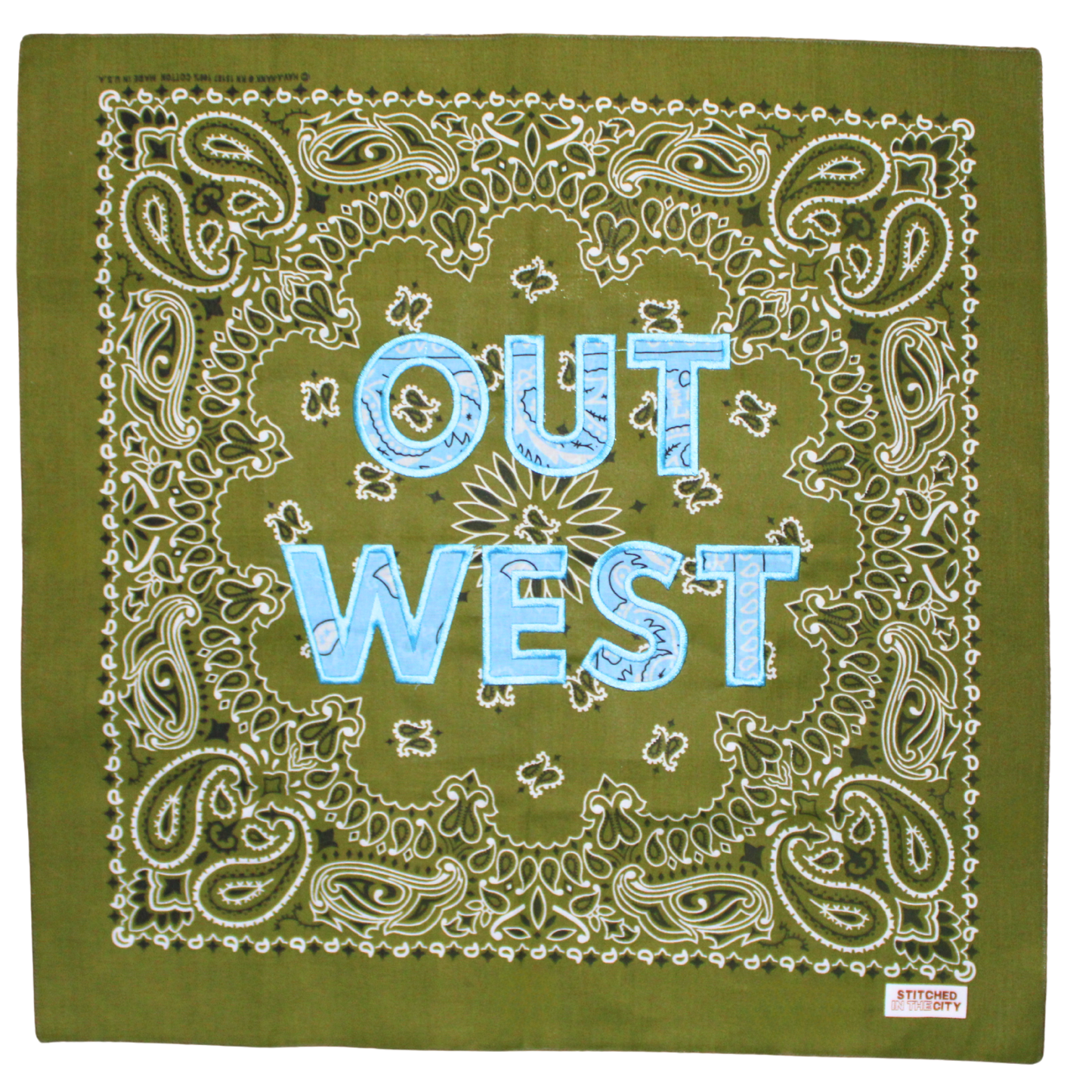 Out West Olive and Blue Bandana
