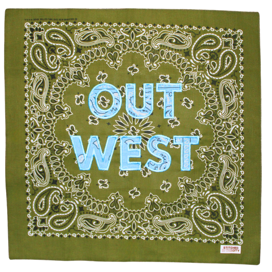 Out West Olive and Blue Bandana