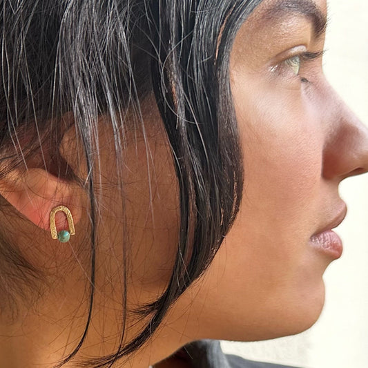 Turquoise Arch Stud Earrings