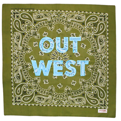 Out West Olive and Blue Bandana