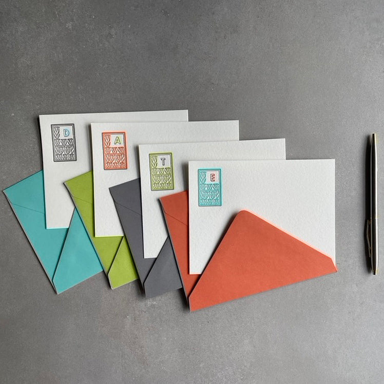 Art Deco Initial Notecard: Two Color