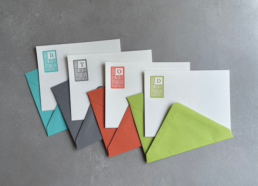 Art Deco Initial Notecard