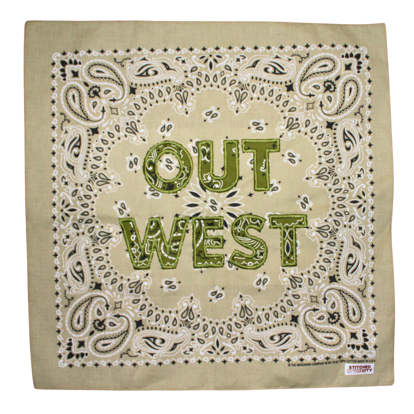 Out West Beige and Olive Bandana