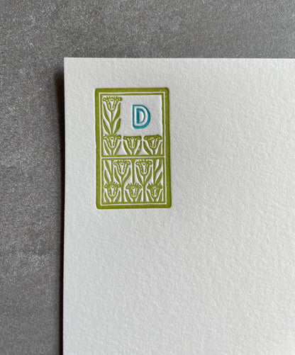 Art Deco Initial Notecard: Two Color