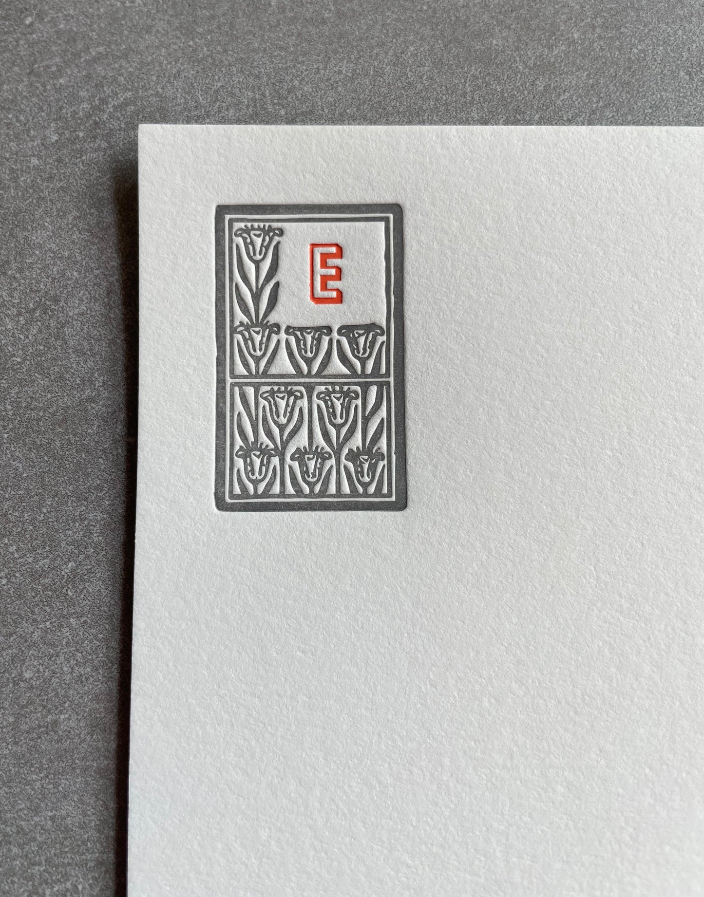 Art Deco Initial Notecard: Two Color