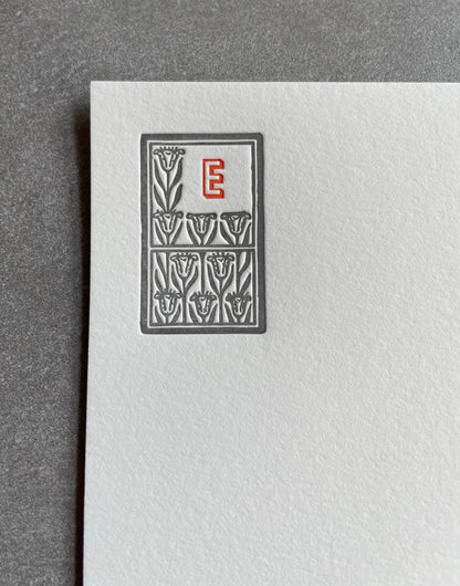 Art Deco Initial Notecard: Two Color