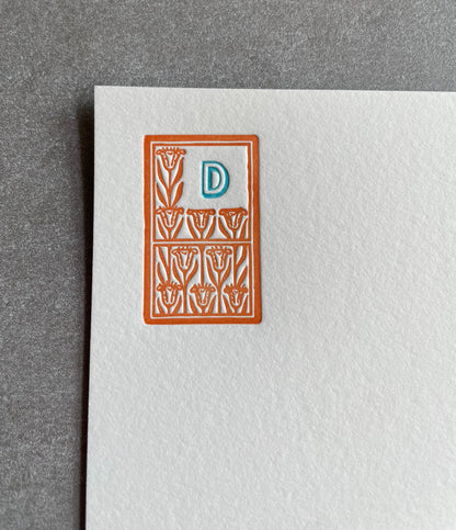 Art Deco Initial Notecard: Two Color