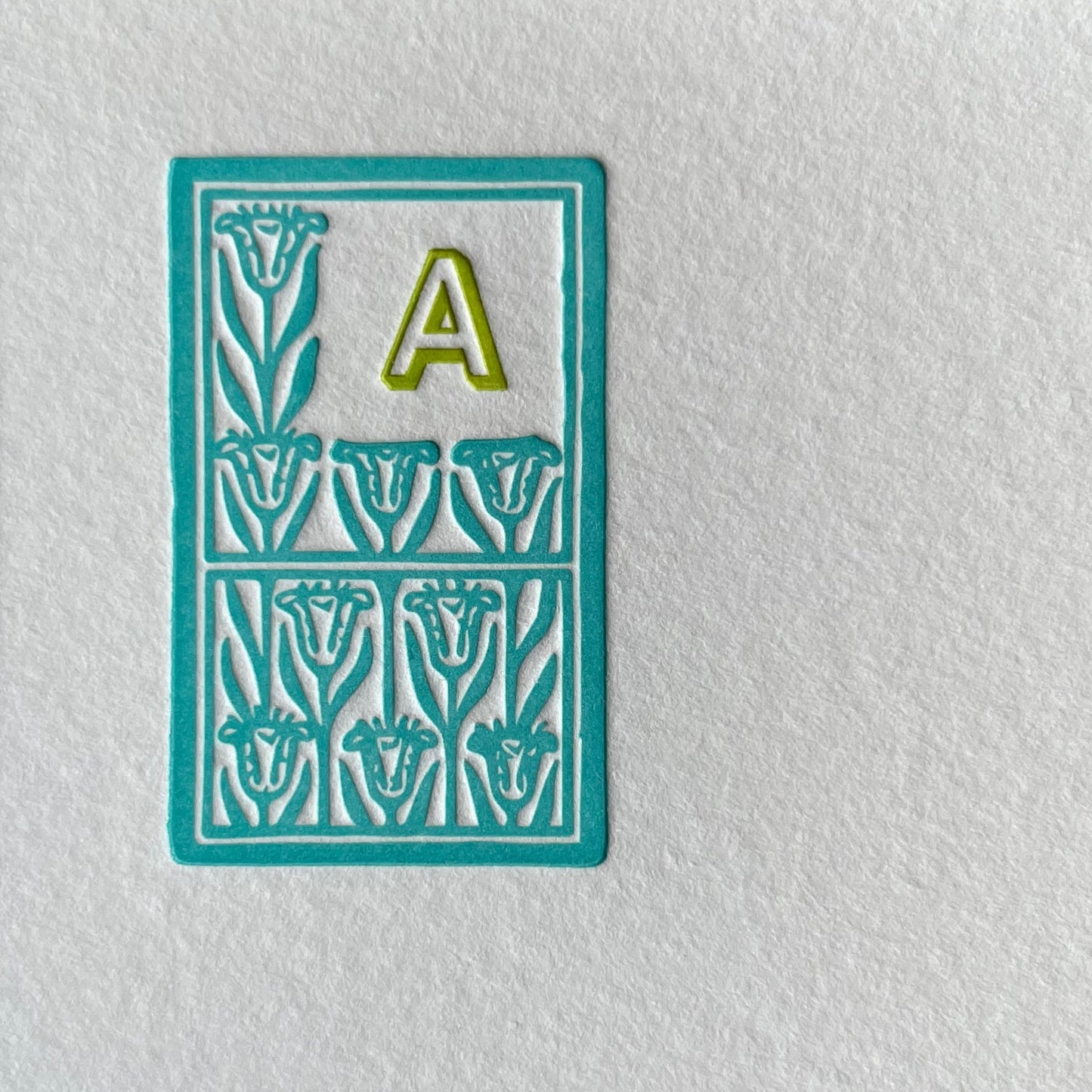 Art Deco Initial Notecard: Two Color