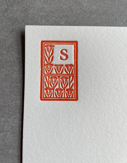 Art Deco Initial Notecard