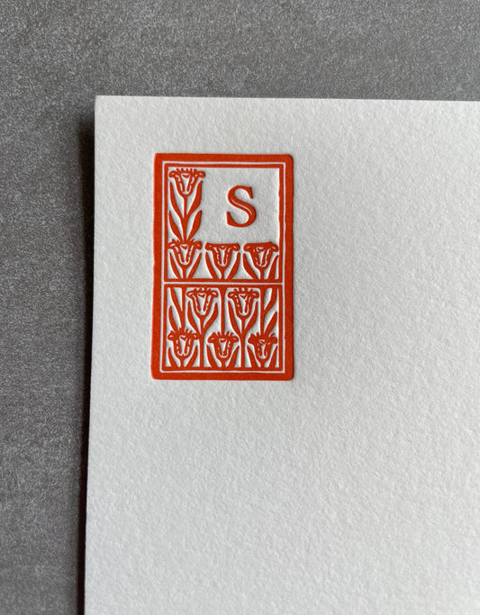 Art Deco Initial Notecard