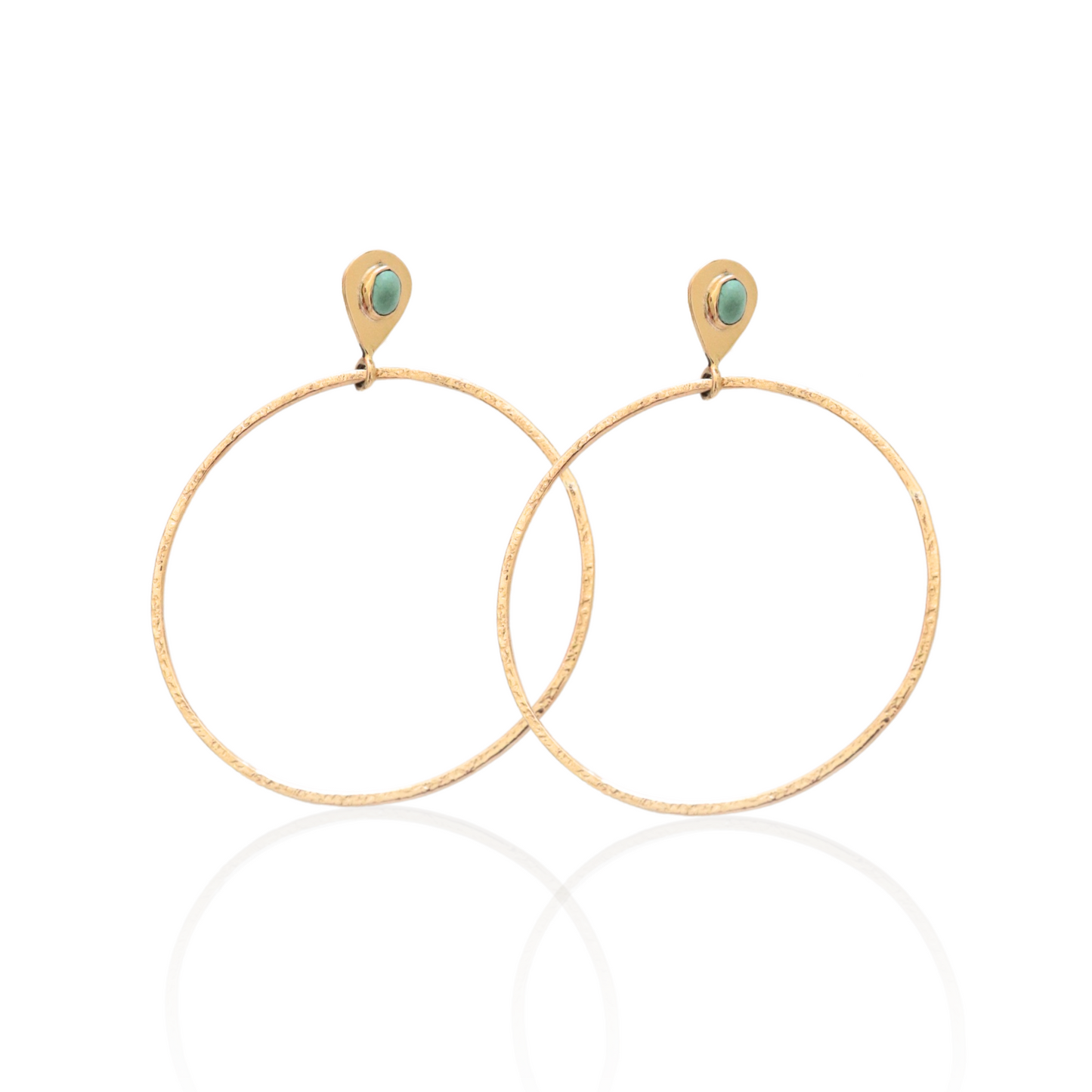 Turquoise Stud Hoop Earrings in Gold
