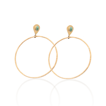 Turquoise Stud Hoop Earrings in Gold