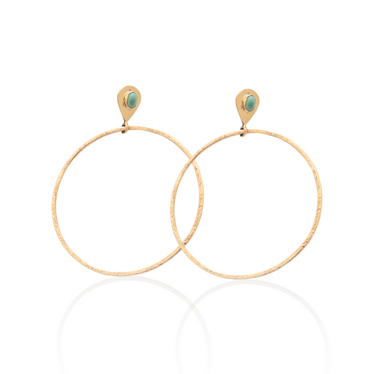 Turquoise Stud Hoop Earrings in Gold