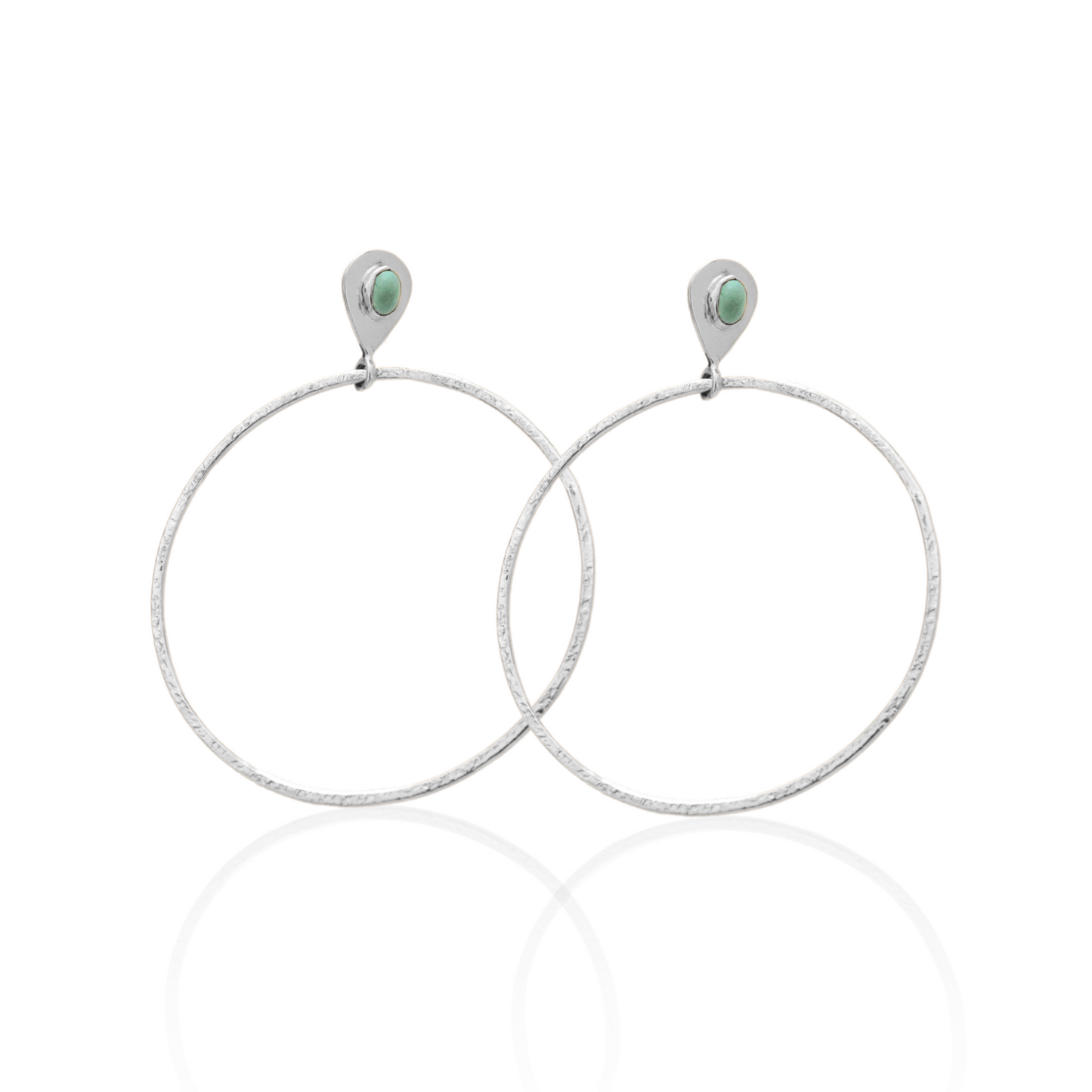 Turquoise Stud Hoop Earrings in Silver