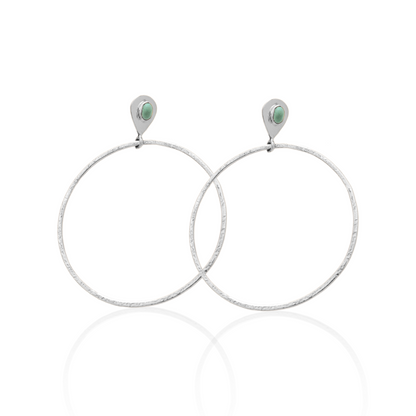Turquoise Stud Hoop Earrings in Silver