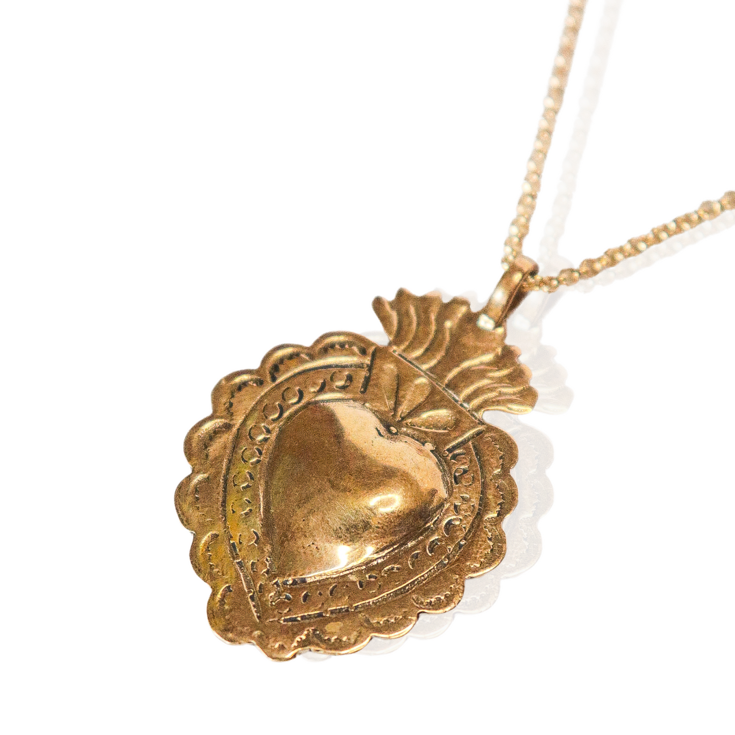 Gold Sacred Heart Pendant Necklace