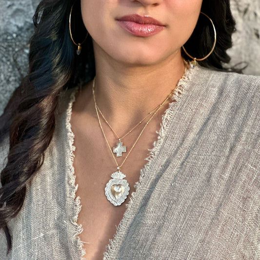 Silver Sacred Heart Pendant Necklace