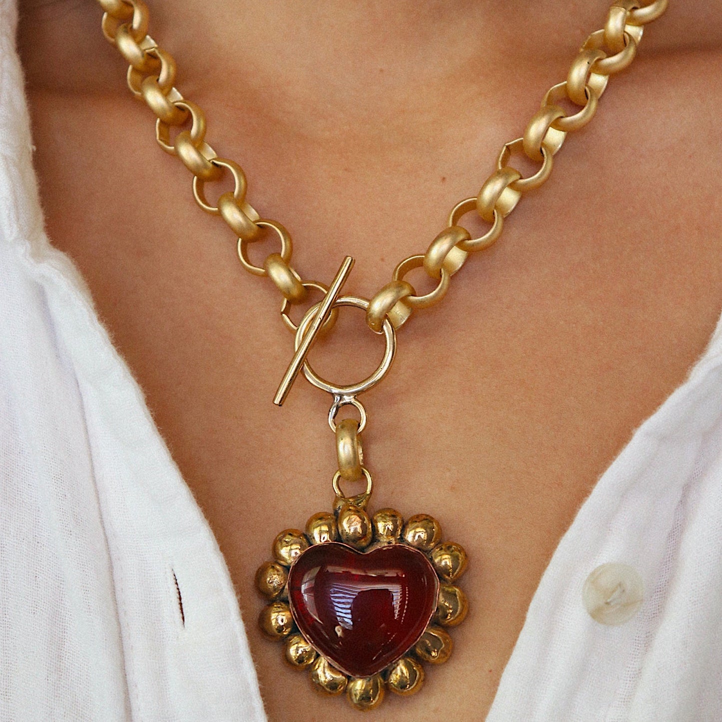 Bold Heart Chain Necklace